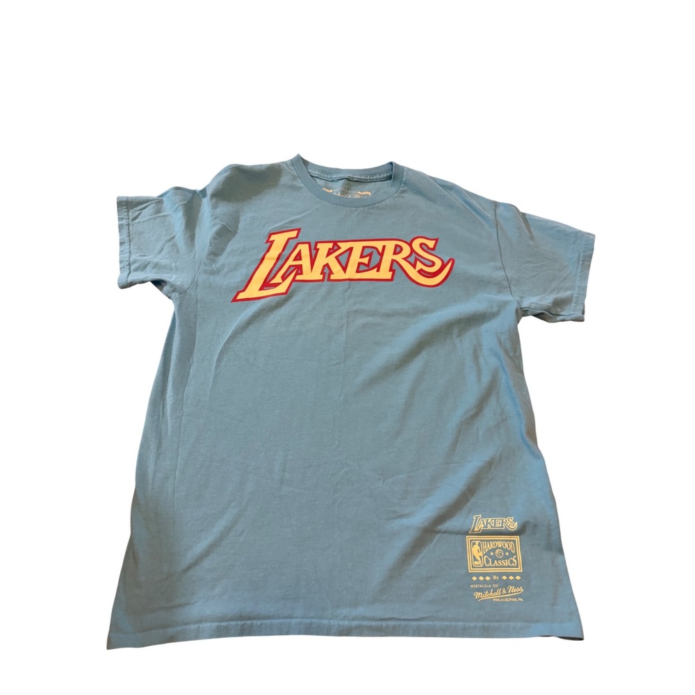 Mitchell & Ness Los Angeles Lakers Hardwood Classics Blue Graphic T-Shirt Medium